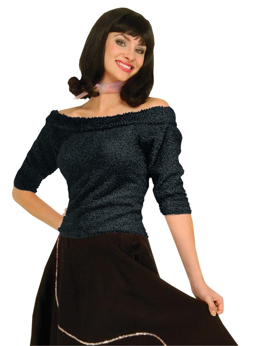 50's Sock Hop Black Costume Top Adult Standard