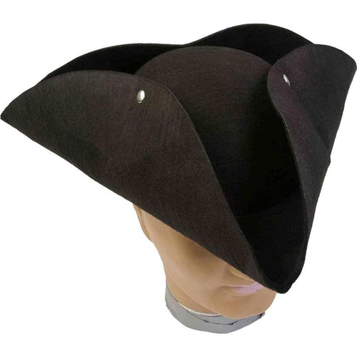 Deluxe Black Tricorn Pirate Hat Adult Costume Accessory
