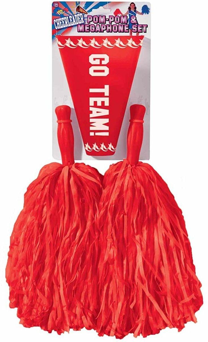 Cheerleader Pom Pom & Megaphone Set Pink Costume Accessory