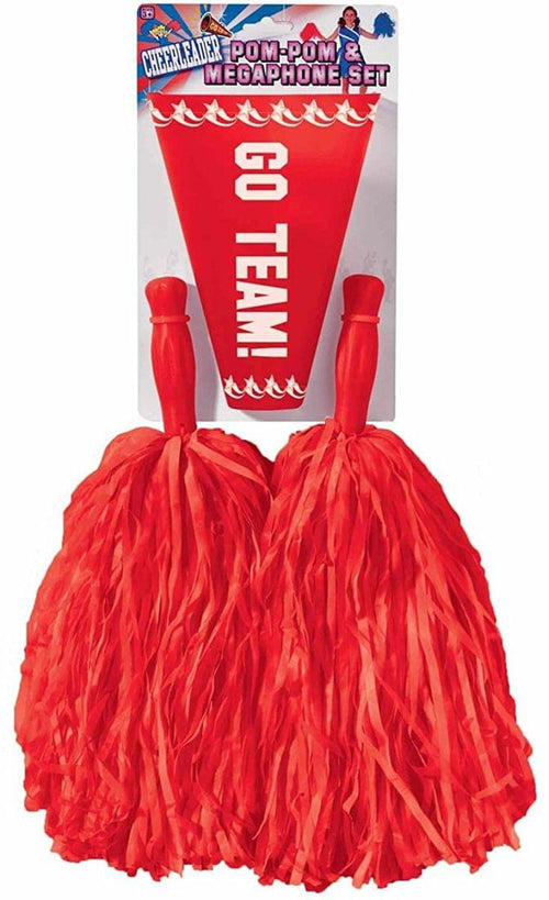 Cheerleader Pom Pom & Megaphone Set Pink Costume Accessory