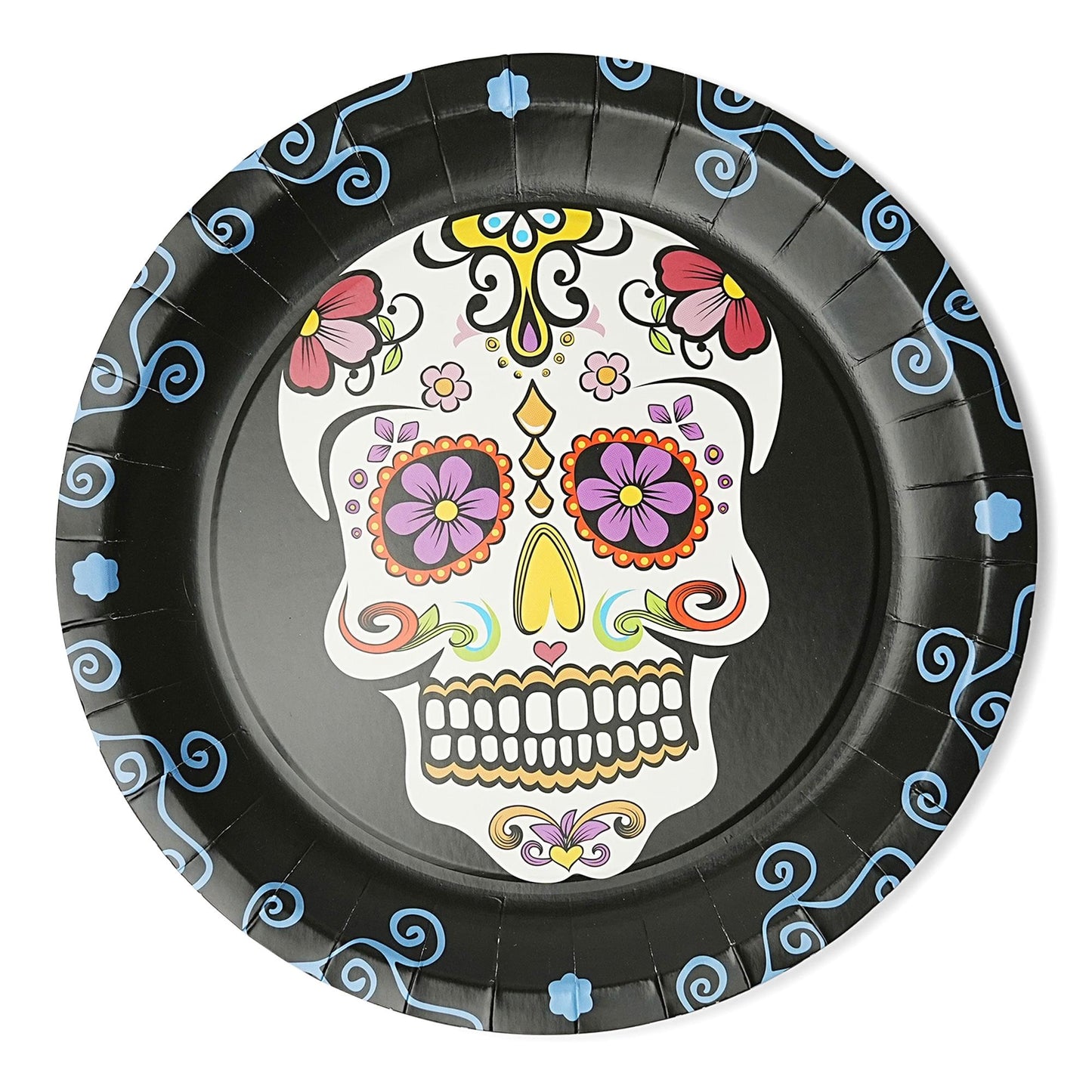 Day Of The Dead 9 Round Disposable Plate 8 Pack