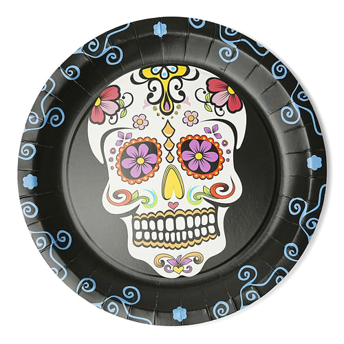 Day Of The Dead 9 Round Disposable Plate 8 Pack