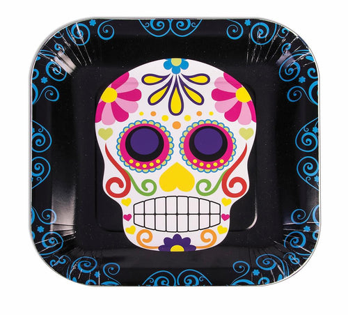 Day Of The Dead 9 Square Disposable Plate 8 Pack
