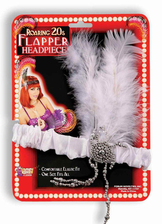 20's Charleston Flapper White Adult Headpiece