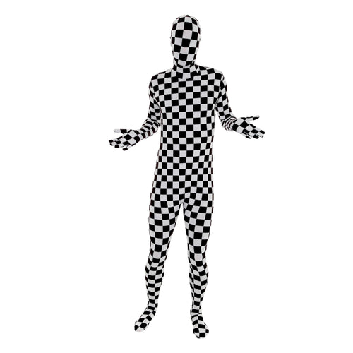 Black and White Checkered Adult Costume Morphsuit
