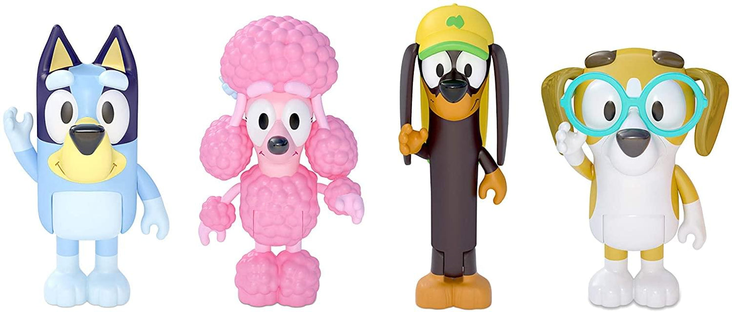 Bluey & Friends Action Figure 4-Pack | Bluey | Snickers | Coco | Honey