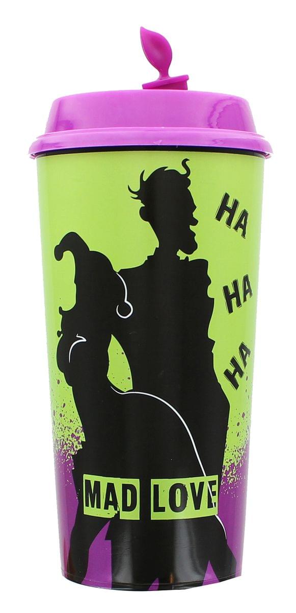 DC Comics Mad Love Harley Quinn and The Joker Travel Cup | Purple