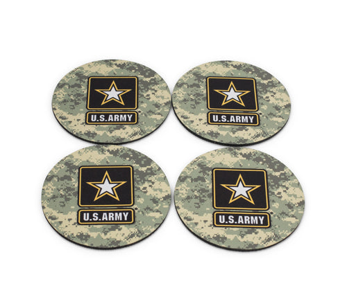Cool U.S. Army Themed 4-Piece Drink Absorbent Coaster Pads Set for Home Kitchen