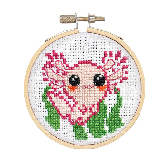 Axolotl Cross Stitch Embroidery Kit