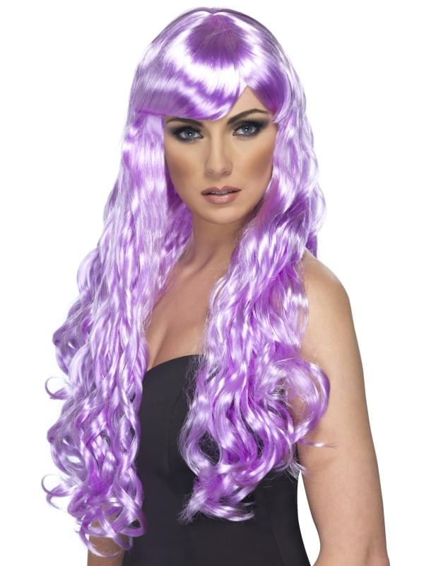 Desire Long Curly Costume Wig Adult Lilac