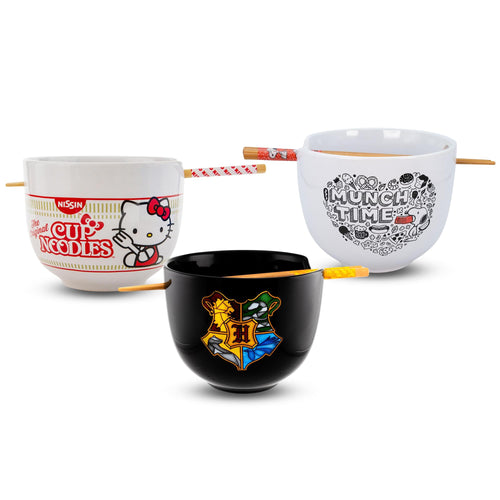 Back To School 20oz Ceramic Ramen Bowl and Chopsticks Set of 12