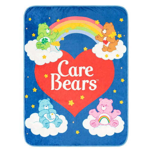 Care Bears Rainbow Heart Logo Fleece Throw Blanket | 45 x 60 Inches