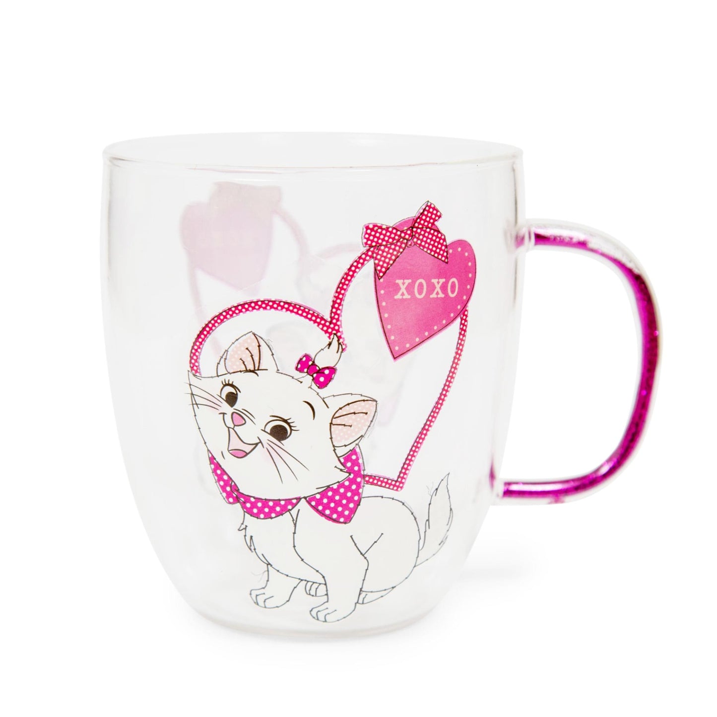 Disney The Aristocats Marie XOXO Glitter Handle Glass Mug | Holds 14 Ounces