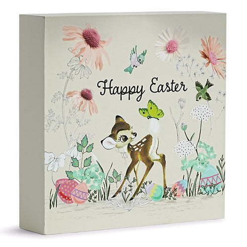 Disney Bambi Happy Easter 6 x 6 Inch Wood Box Sign