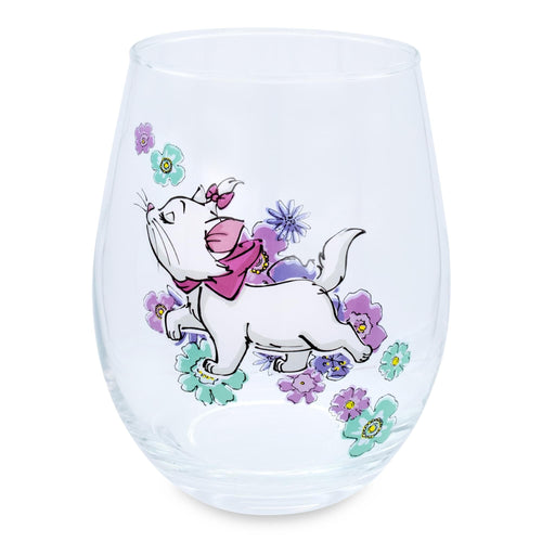 Disney The Aristocats Marie Walking Teardrop Stemless Wine Glass | Holds 20 Ounces