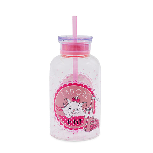 Disney The Aristocats Marie J'adore Le Lait Glass Milk Bottle With Straw
