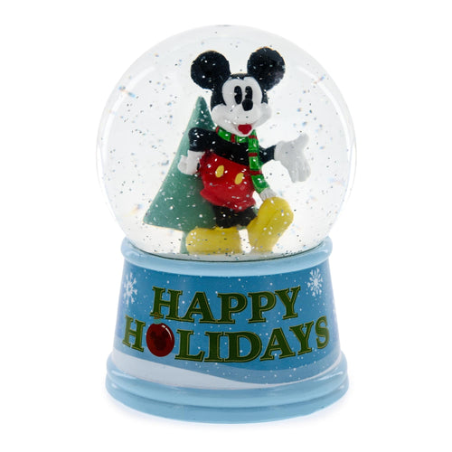 Disney Mickey Mouse Happy Holidays Light-Up Snow Globe | 6 Inches Tall