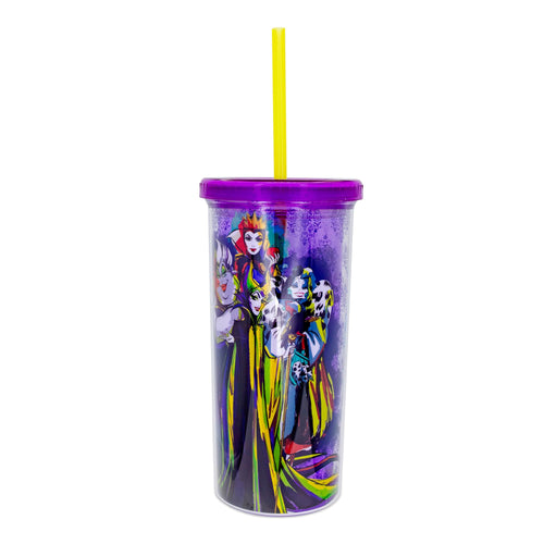 Disney Villains Plastic Cold Cup With Lid and Straw | Holds 20 Ounces