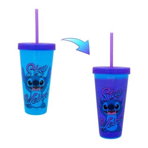 Disney Lilo & Stitch Stay Weird Color-Changing Plastic Tumbler | 24 Ounces