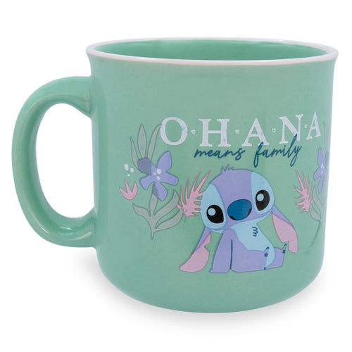 Disney Lilo & Stitch Ohana Means Family Ceramic Camper Mug | Holds 20 Ounces