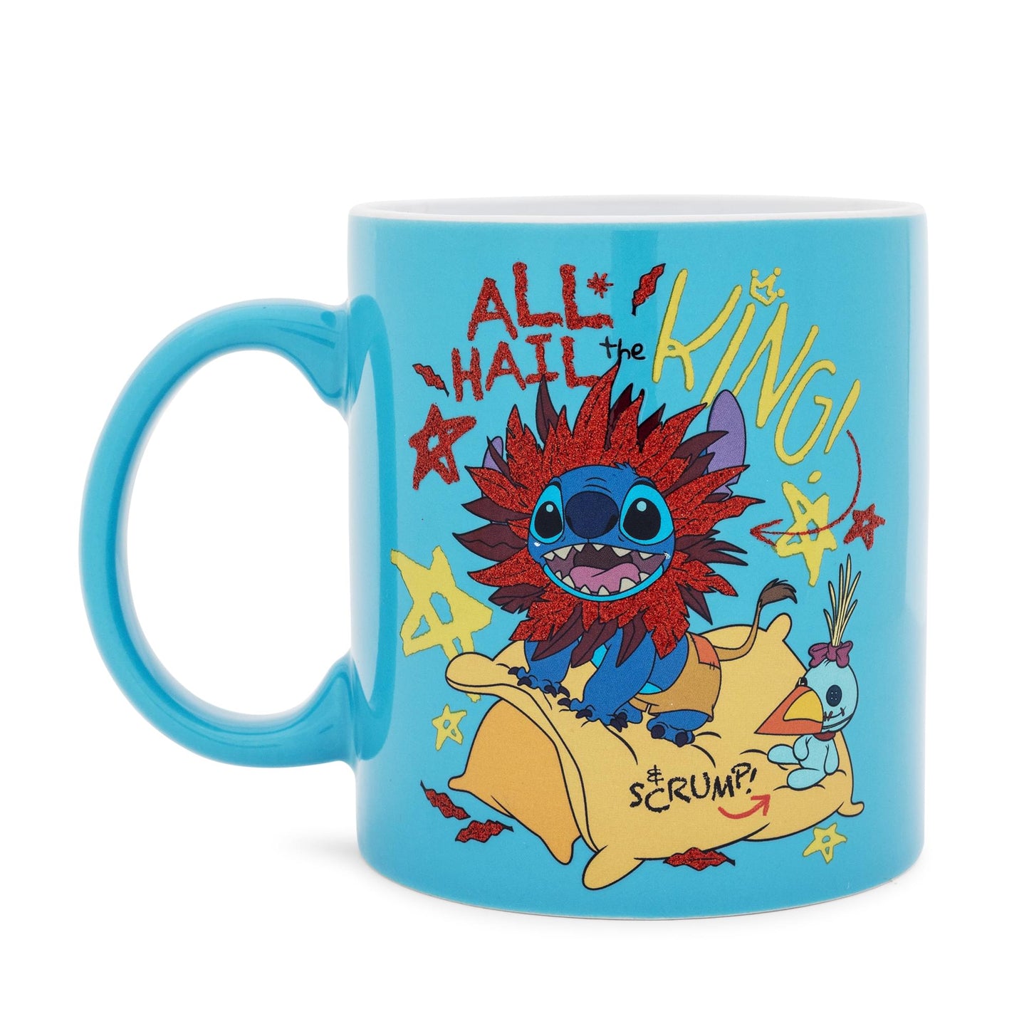 Disney Lilo & Stitch All Hail The King Ceramic Glitter Mug | Holds 20 Ounces