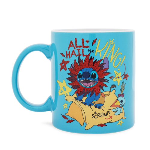 Disney Lilo & Stitch All Hail The King Ceramic Glitter Mug | Holds 20 Ounces