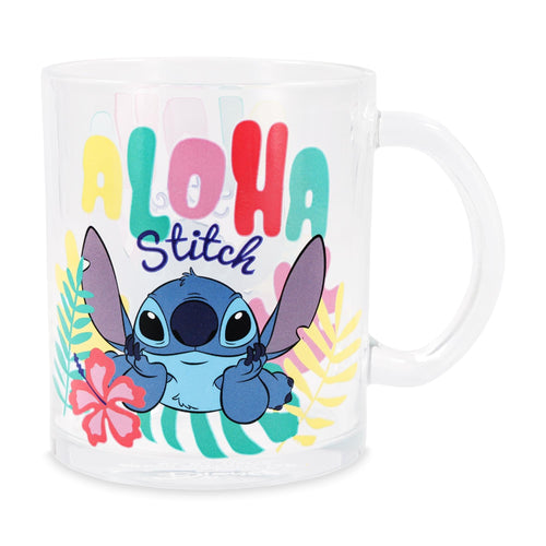 Disney Lilo & Stitch Aloha 18-Ounce Glass Coffee Mug