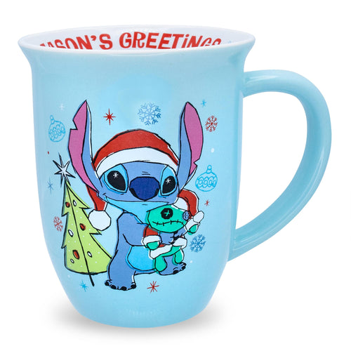 Disney Lilo & Stitch Season's Greetings Wide Rim Ceramic Mug | Holds 16 Ounces