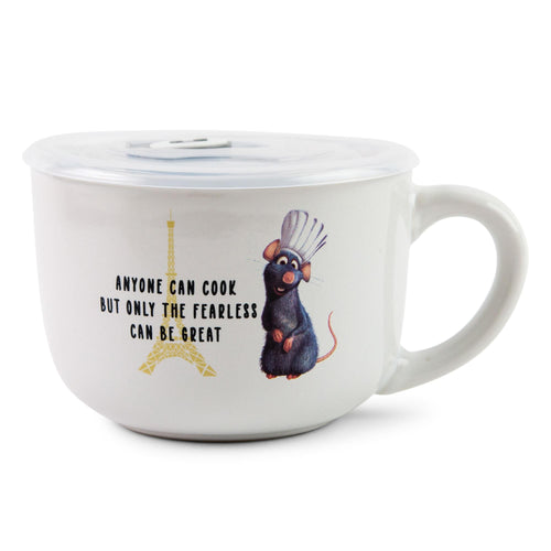 Disney Pixar Ratatouille Anyone Can Cook Ceramic Soup Mug With Lid | 24 Ounces