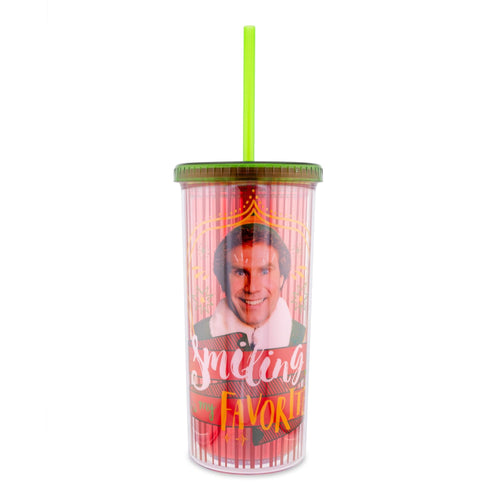 Elf Smiling's My Favorite Carnival Cup With Lid and Straw | Holds 20 Ounces