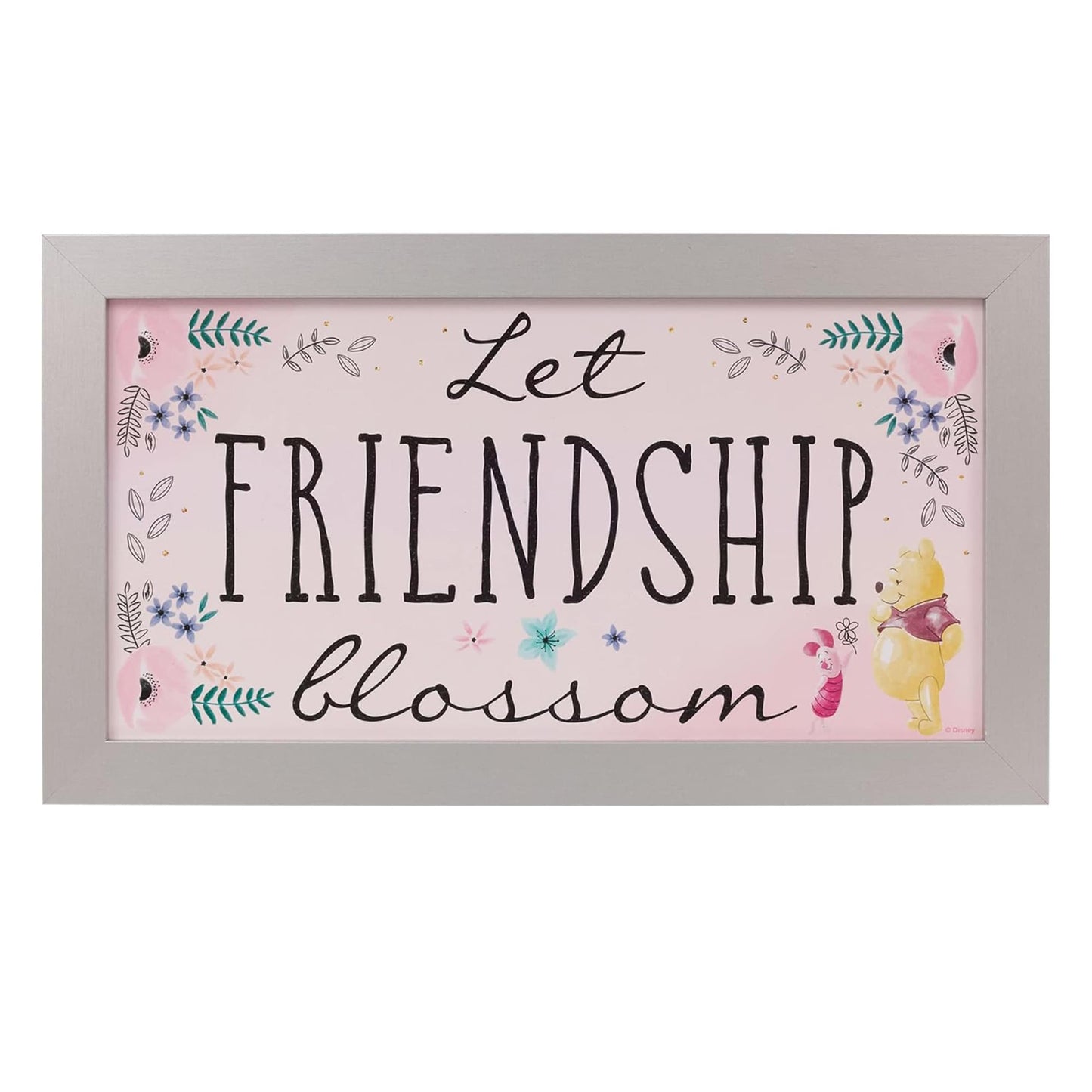 Disney Winnie The Pooh Let Frendship Blossom 10 x 18 Inch Framed MDF Wall Art