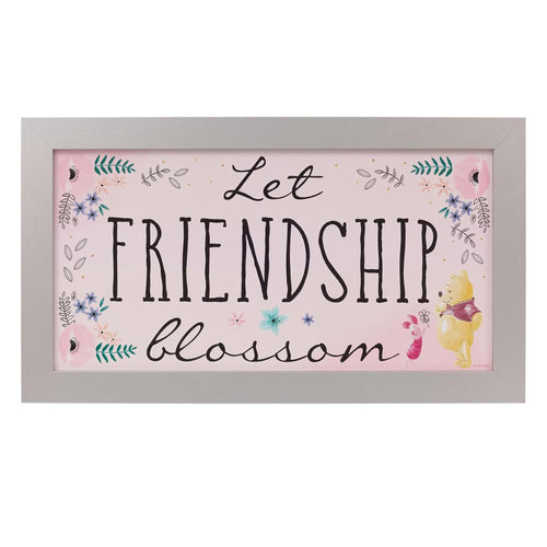 Disney Winnie The Pooh Let Frendship Blossom 10 x 18 Inch Framed MDF Wall Art