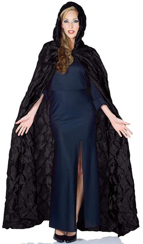 63 Black Taffeta Pintuck Adult Costume Cape