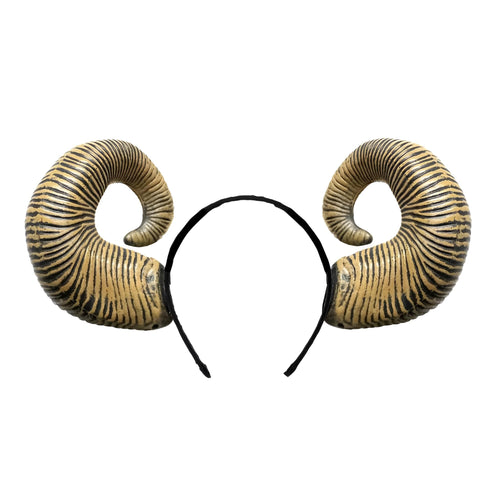 Brown Ram Horms Adult Costume Headband