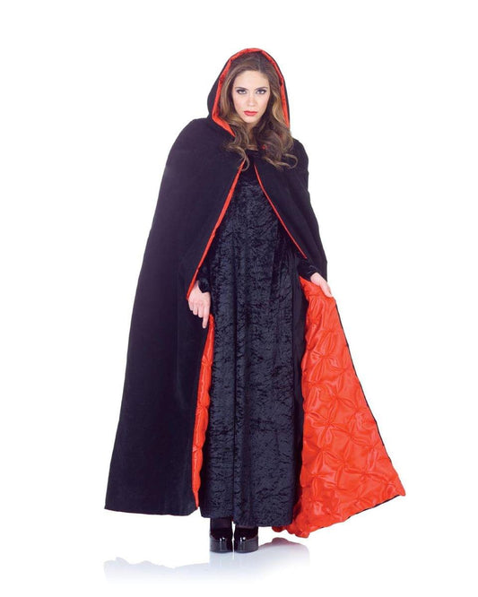 63 Deluxe Velvet & Satin Cape w/Embossed Lining Adult: Black & Red