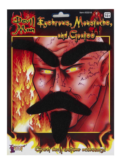 Devil Eyebrows, Moustache & Goatee Costume Accessory Set