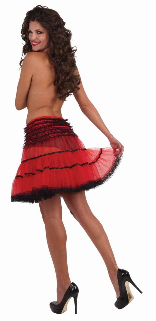 16 Long Red & Black Costume Crinoline Slip Adult One Size Fits Most