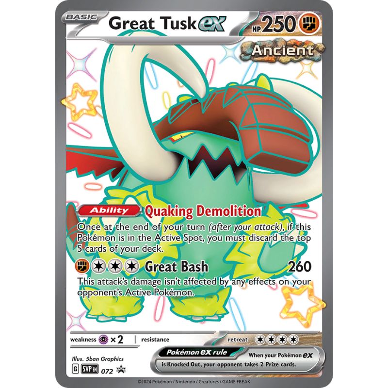 Shiny Great Tusk ex - SVP072 - Black Star Promo - Pokémon Scarlet & Violet: Paldean Fates
