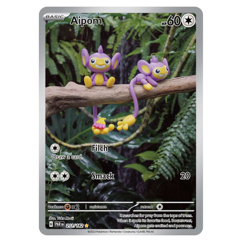 Aipom Illustration Rare - PAR #211/182 - Pokémon Scarlet & Violet: Paradox Rift