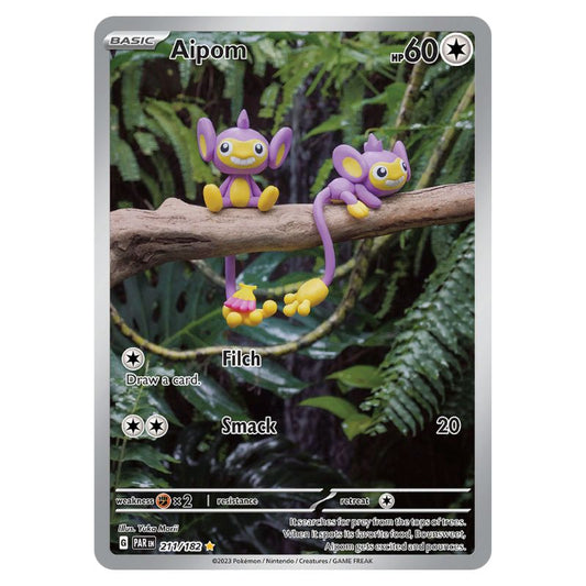 Aipom Illustration Rare - PAR #211/182 - Pokémon Scarlet & Violet: Paradox Rift