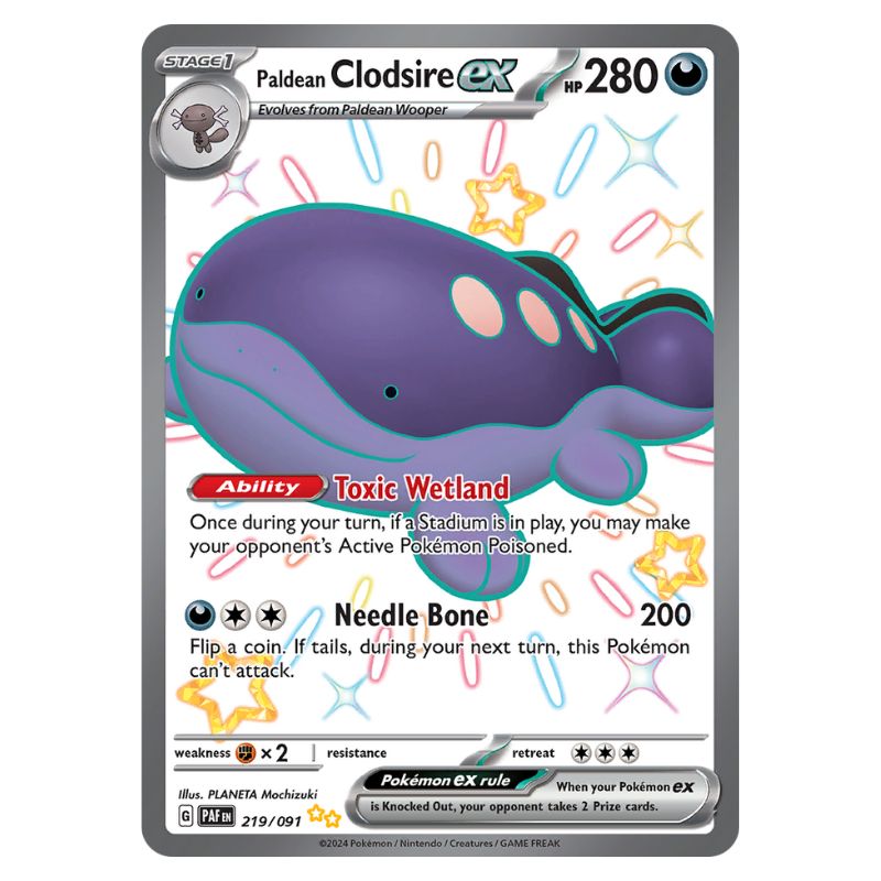 Shiny Paldean Clodsire ex - PAF #219/091 - Pokémon Scarlet & Violet: Paldean Fates