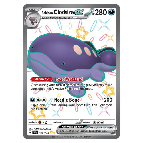 Shiny Paldean Clodsire ex - PAF #219/091 - Pokémon Scarlet & Violet: Paldean Fates