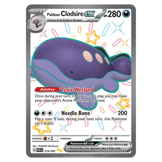 Shiny Paldean Clodsire ex - PAF #219/091 - Pokémon Scarlet & Violet: Paldean Fates