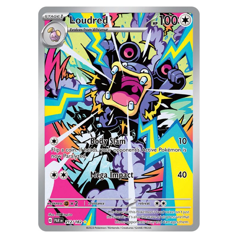 Loudred Illustration Rare - PAR #212/182 - Pokémon Scarlet & Violet: Paradox Rift