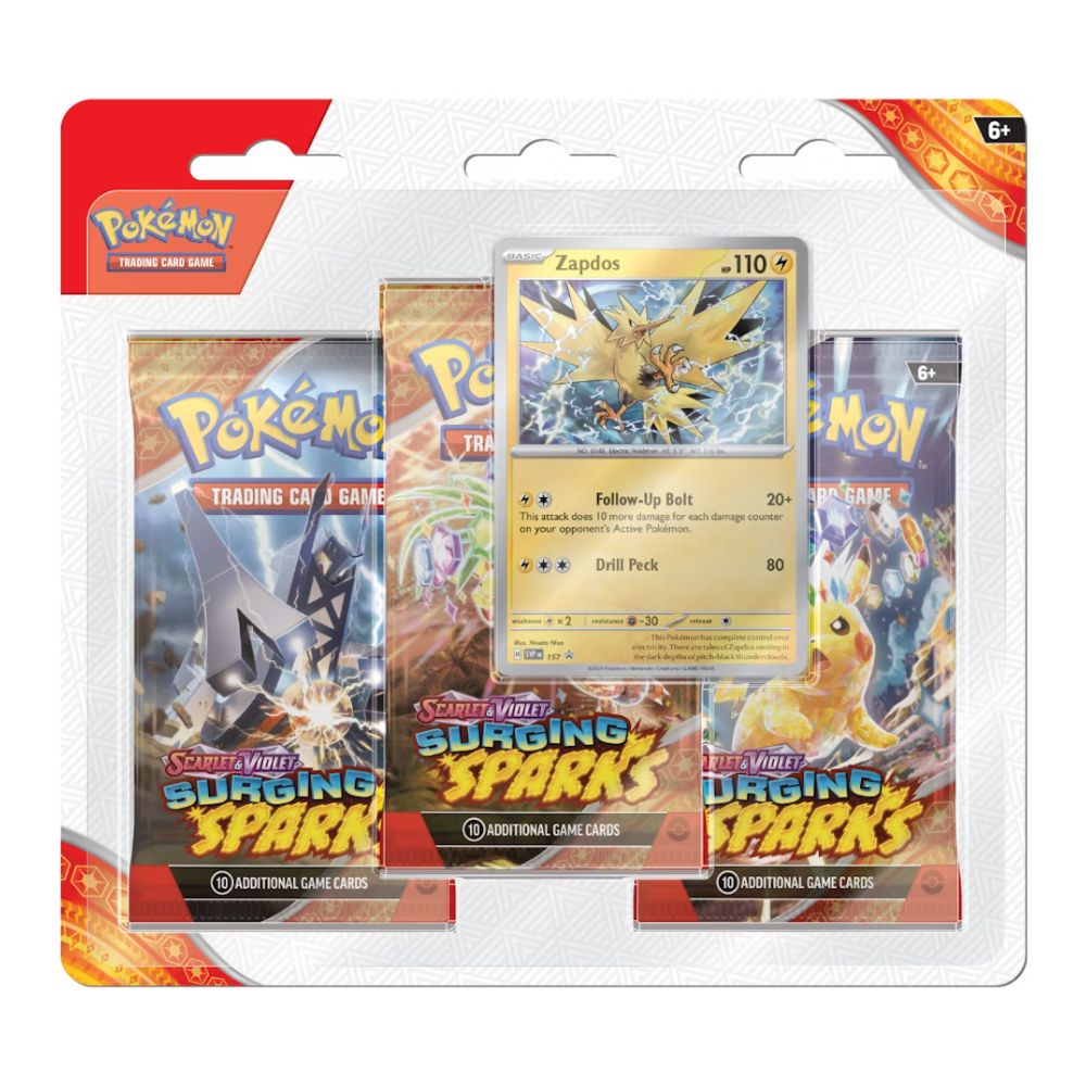 Pokémon Scarlet & Violet 8: Surging Sparks 3-Pack Blister - Zapdos