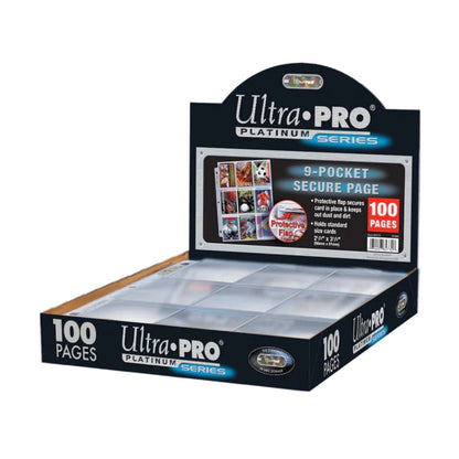 100st Ultra PRO: Platinum Page Secure 9-Pocket Plastficka för Standard Kort (3 hål)