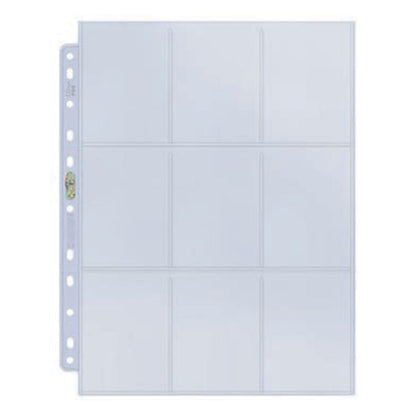 100st Ultra PRO: Silver Page 9-Pocket Plastficka för Standard Kort, (11 hål)